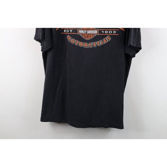 Vintage Y2K Harley Davidson Mens 2XL Faded Spell Out Big Logo T-Shirt Black - Picture 3 of 16